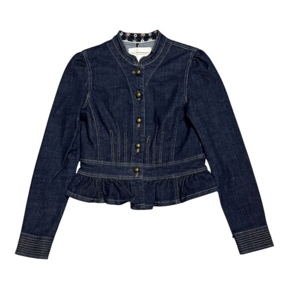 PILCRO ANTHROPOLOGIE Cropped Designer Denim Jean Jacket Womens Small - Picture 1 of 5